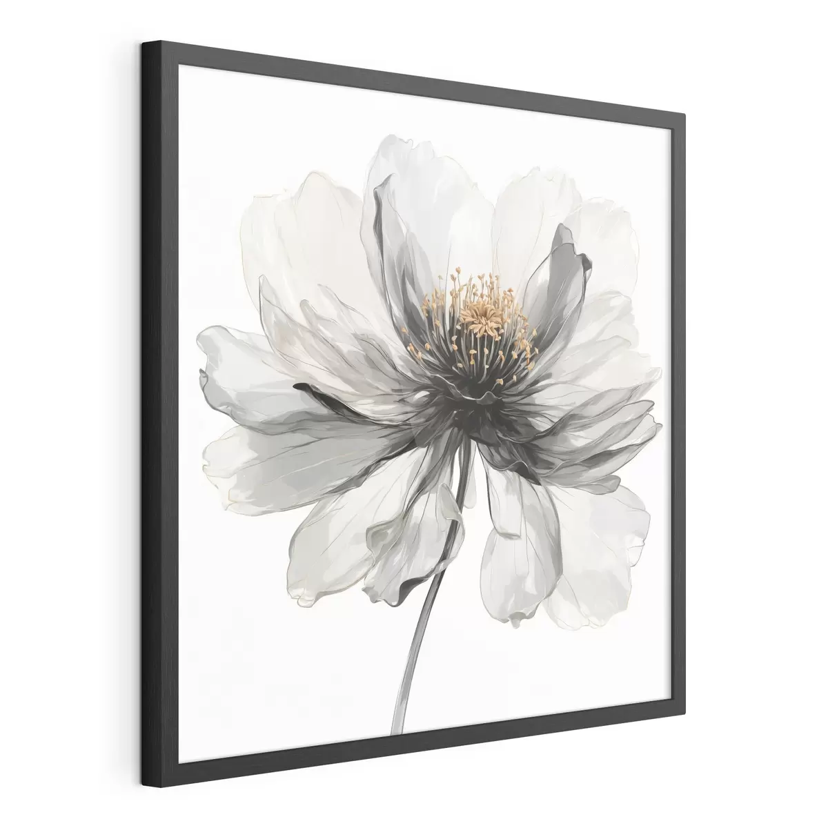 Poster Transparente schwarze Blume auf weißem Hintergrund f40066