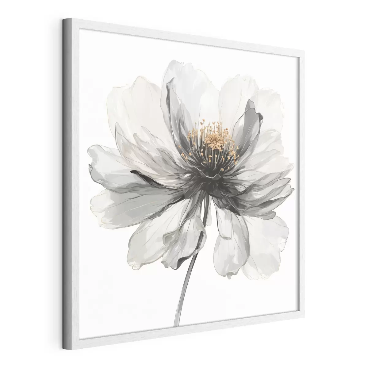 Poster Transparente schwarze Blume auf weißem Hintergrund f40066
