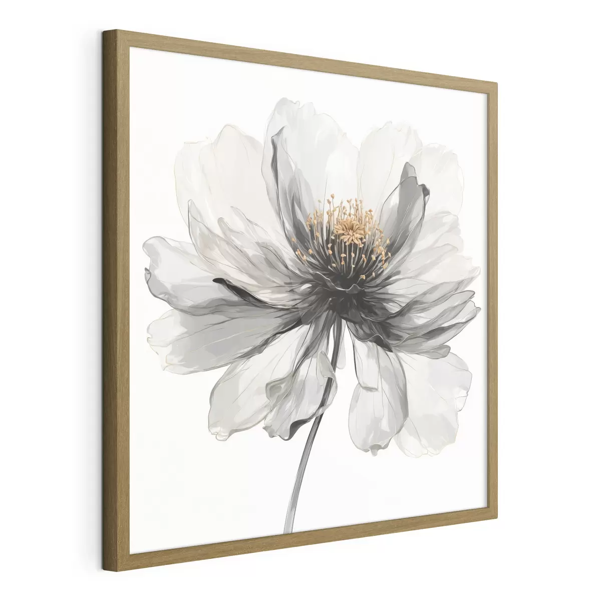 Poster Transparente schwarze Blume auf weißem Hintergrund f40066