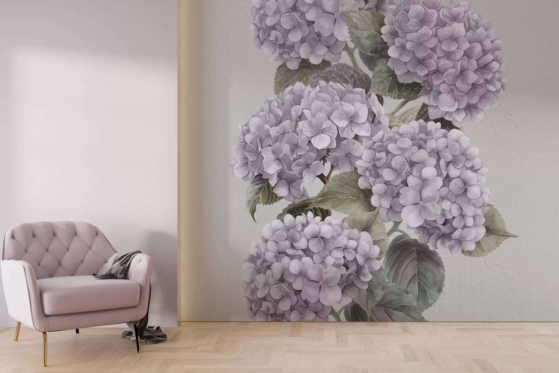 Fototapete Hortensienzweige in zarten Rosatönen w08176v1