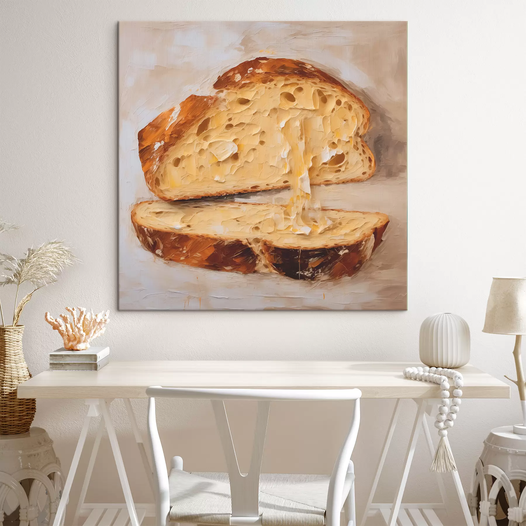Fototapete Brot und Butter auf einem hellen Hintergrund Gemälde s40216