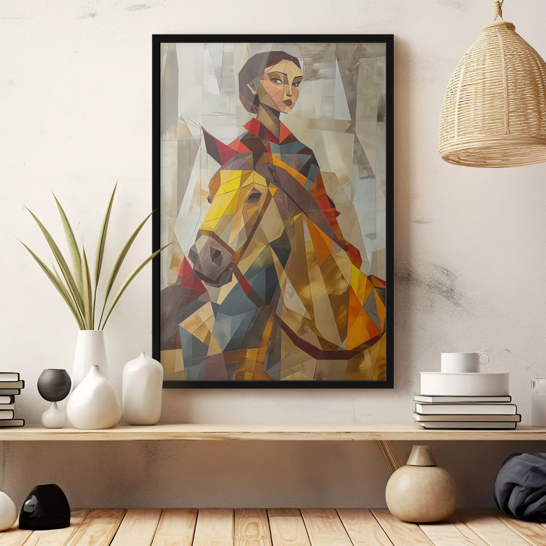 Fototapete Mädchen auf einem Pferd Kubismus f40253