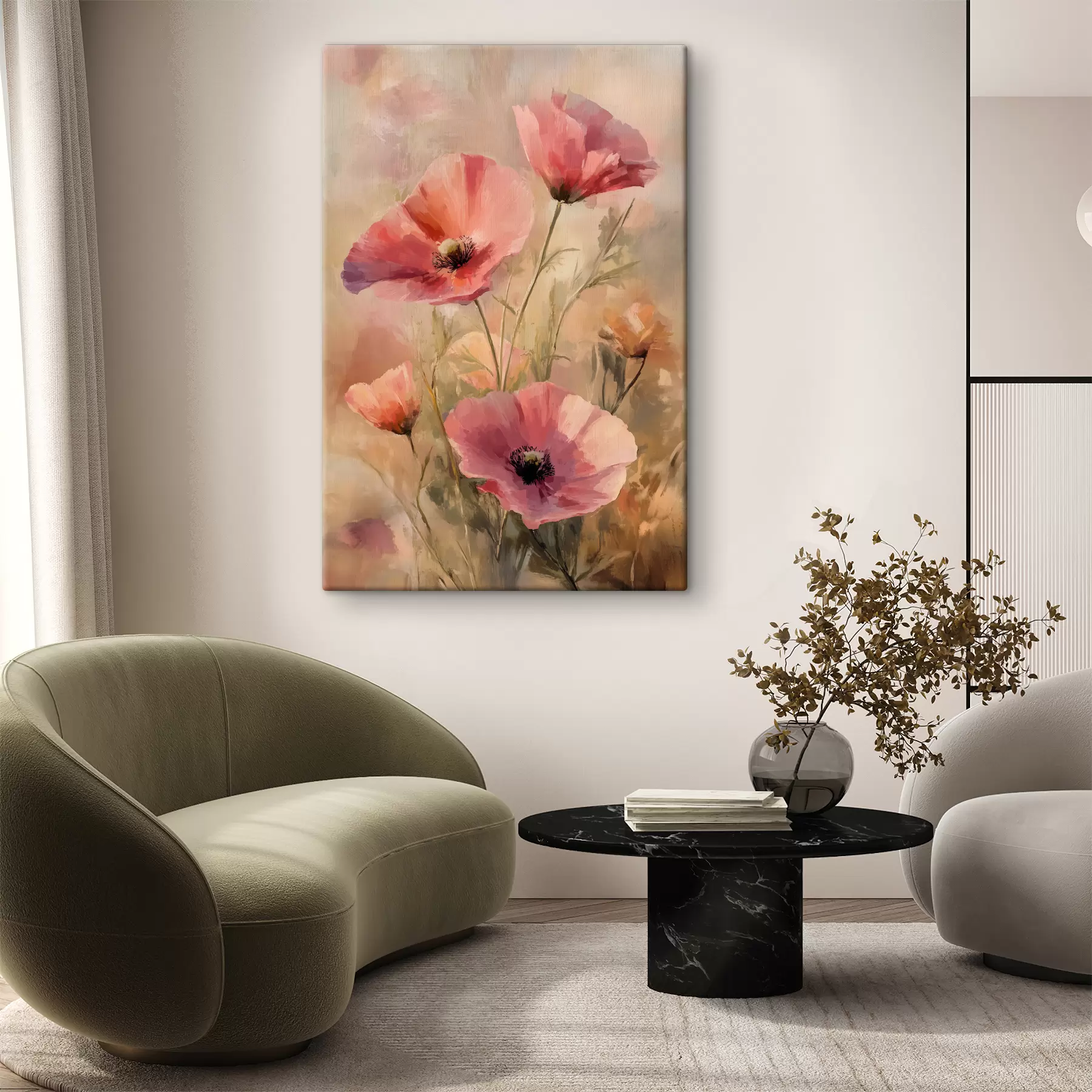 Fototapete Mohnblumen mit Pinselstrichen s40285