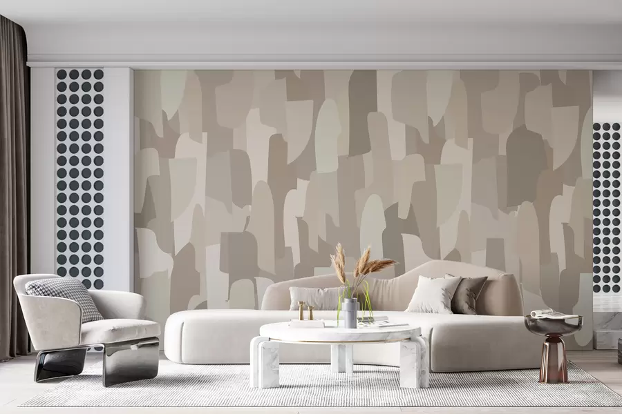 Fototapete abstrakte moderne Kunsttapete in Beigetönen mit Imitation farbiger Stücke, für stilvolles Innendesign w00987
