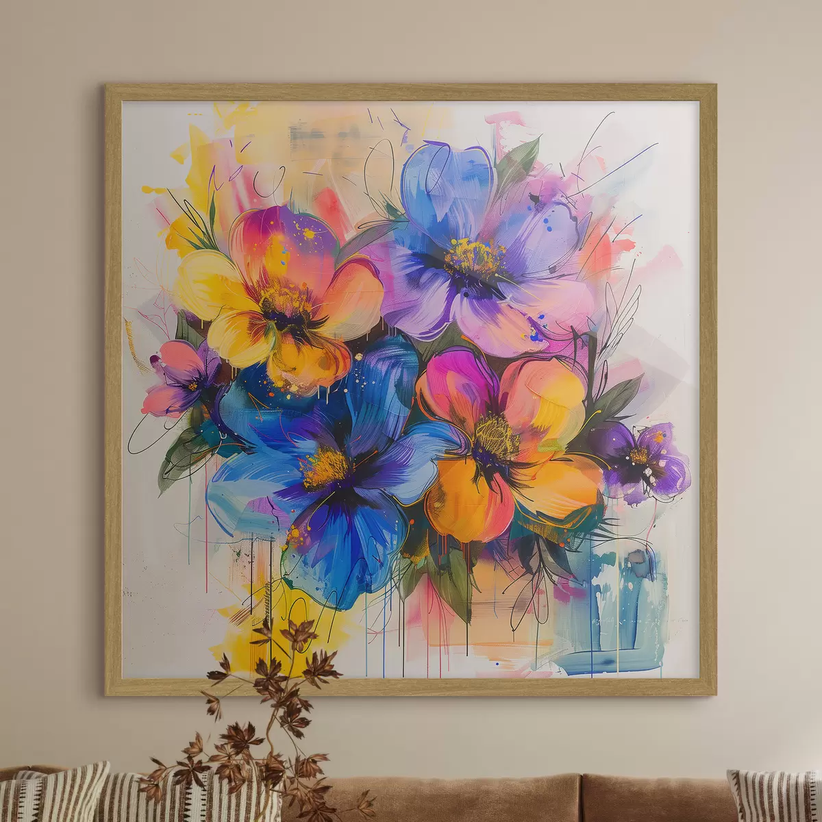 Poster Blumen auf abstraktem Hintergrund f40373