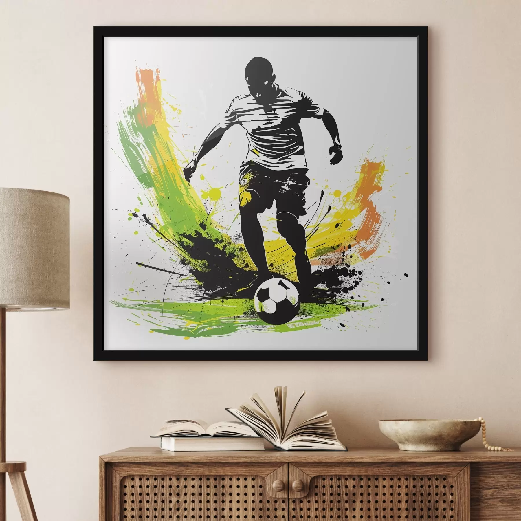 Fototapete Fußballspieler vor dem Hintergrund der bunten Flecken f40381