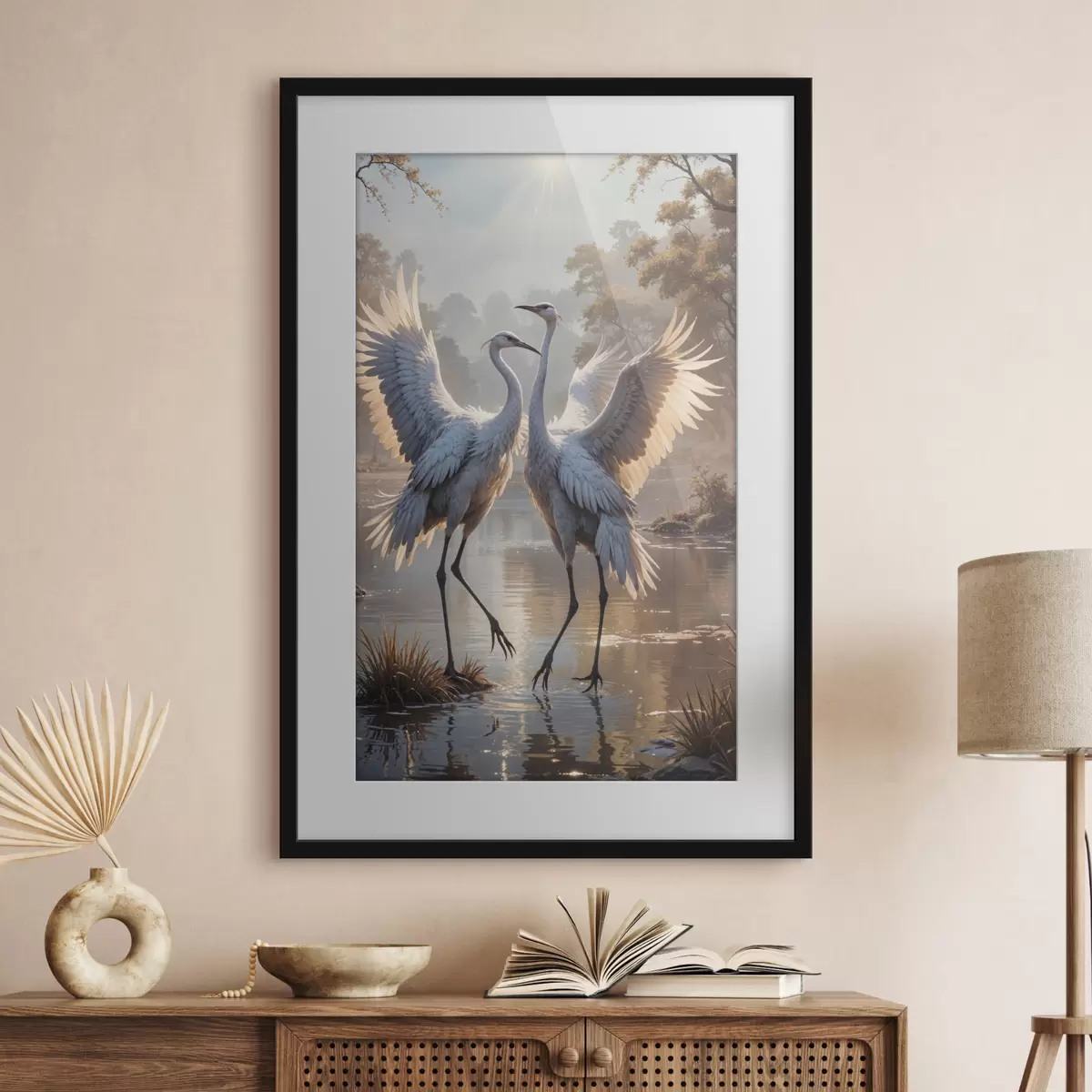 Poster Kraniche am See f40404