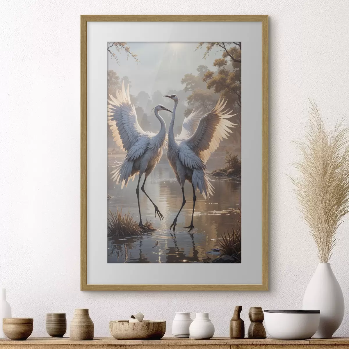 Poster Kraniche am See f40404