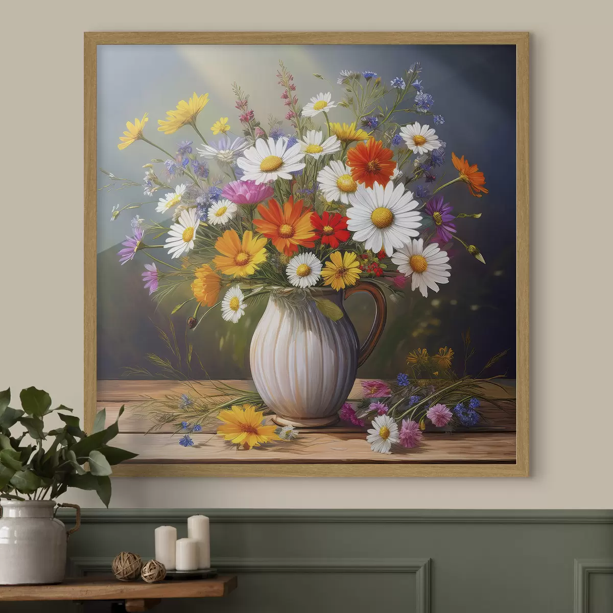 Poster bunter Strauß, Wildblumen, Blumen in einer Vase f40419