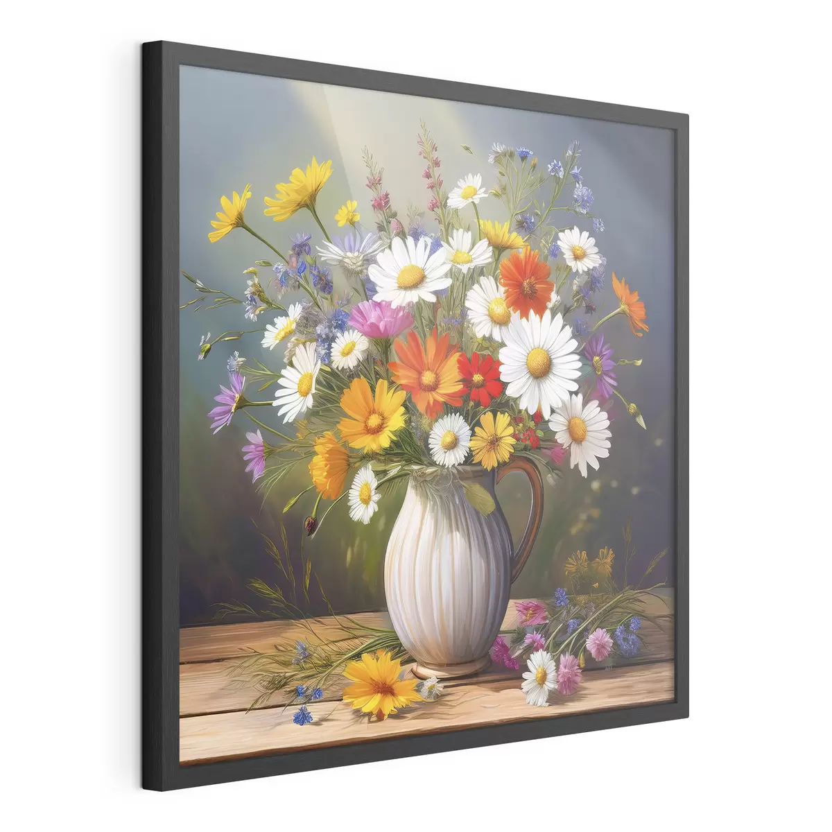 Poster bunter Strauß, Wildblumen, Blumen in einer Vase f40419