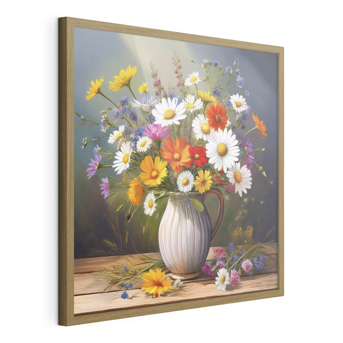 Poster bunter Strauß, Wildblumen, Blumen in einer Vase f40419