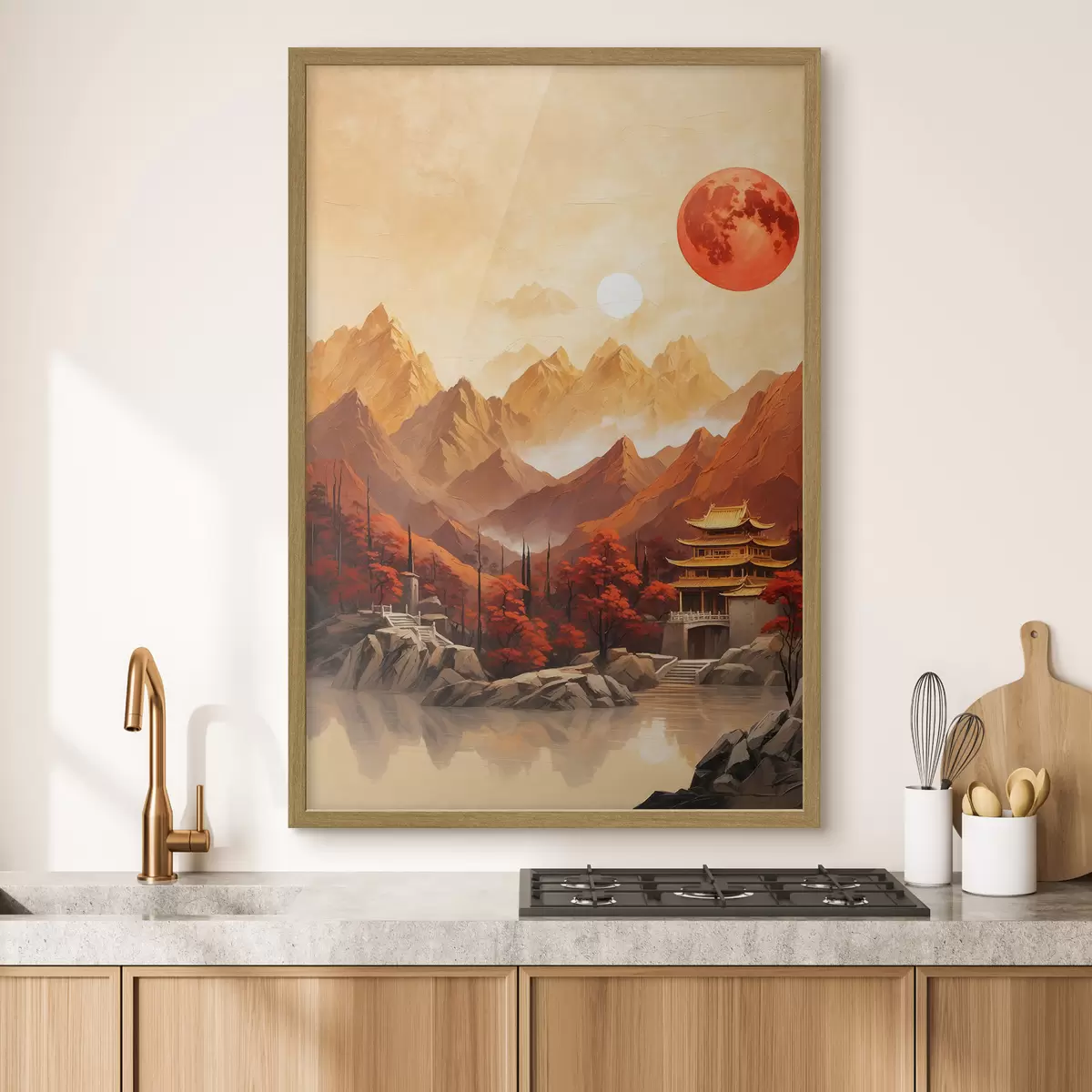 Poster Chinesisches historisches Gebäude in den Bergen f40330