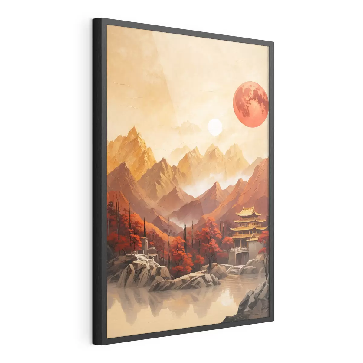 Poster Chinesisches historisches Gebäude in den Bergen f40330