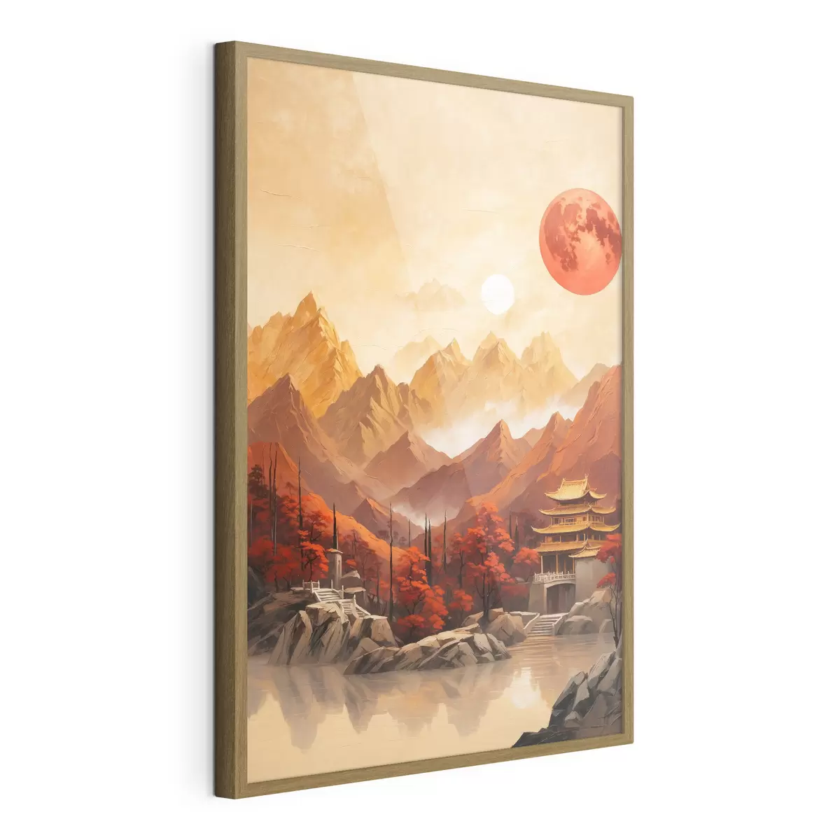 Poster Chinesisches historisches Gebäude in den Bergen f40330