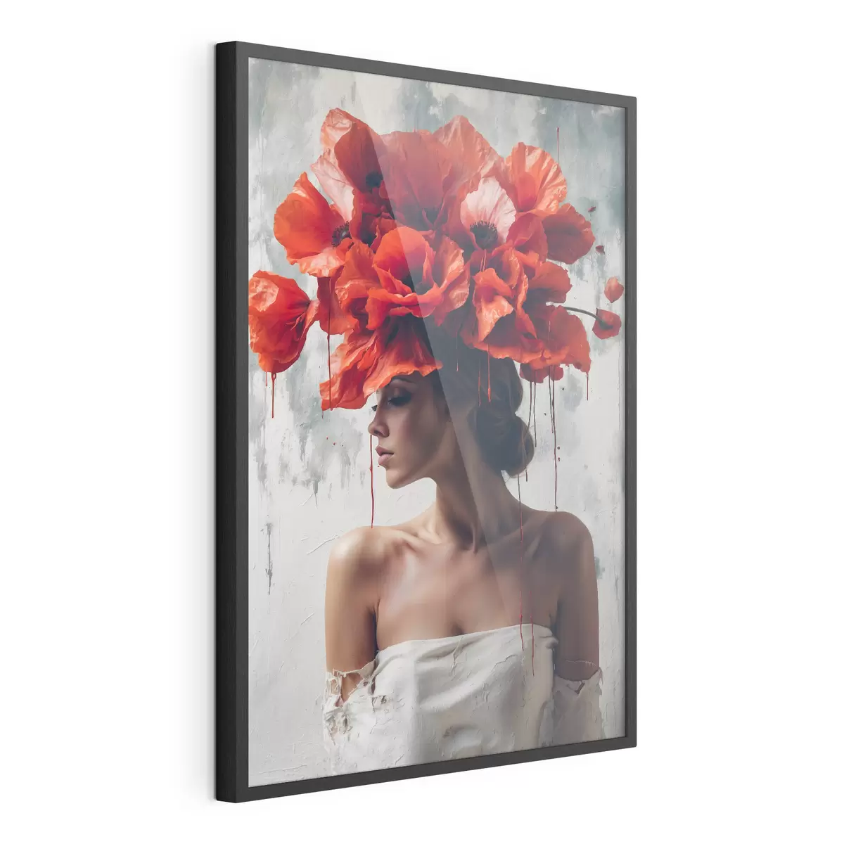 Poster Mädchen mit Mohnblumen auf dem Kopf f40338