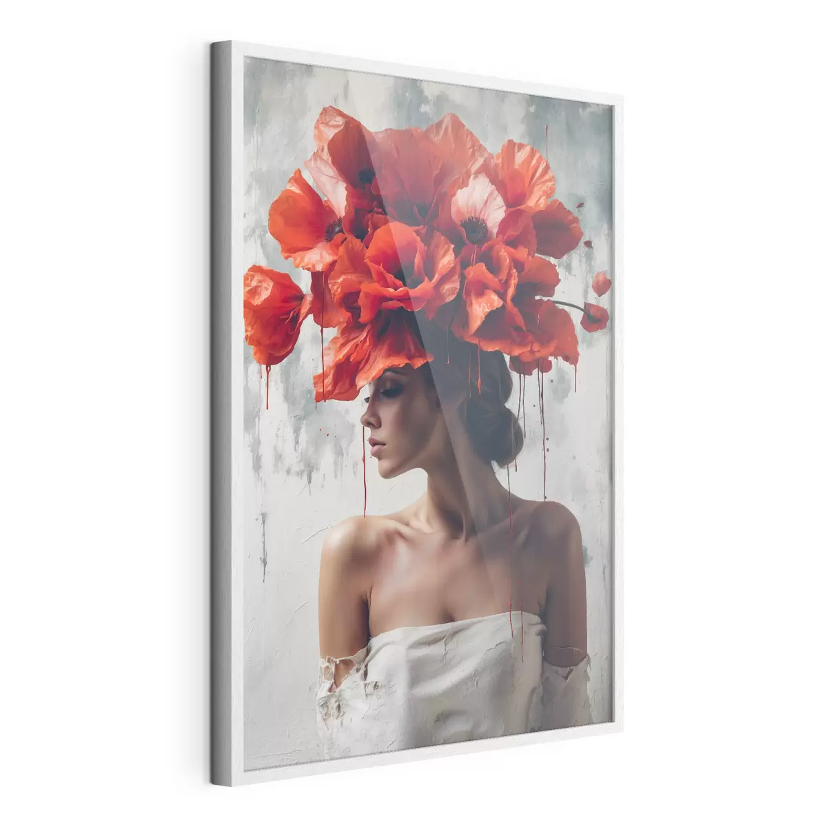Poster Mädchen mit Mohnblumen auf dem Kopf f40338