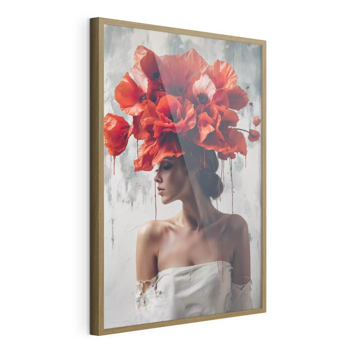 Poster Mädchen mit Mohnblumen auf dem Kopf f40338