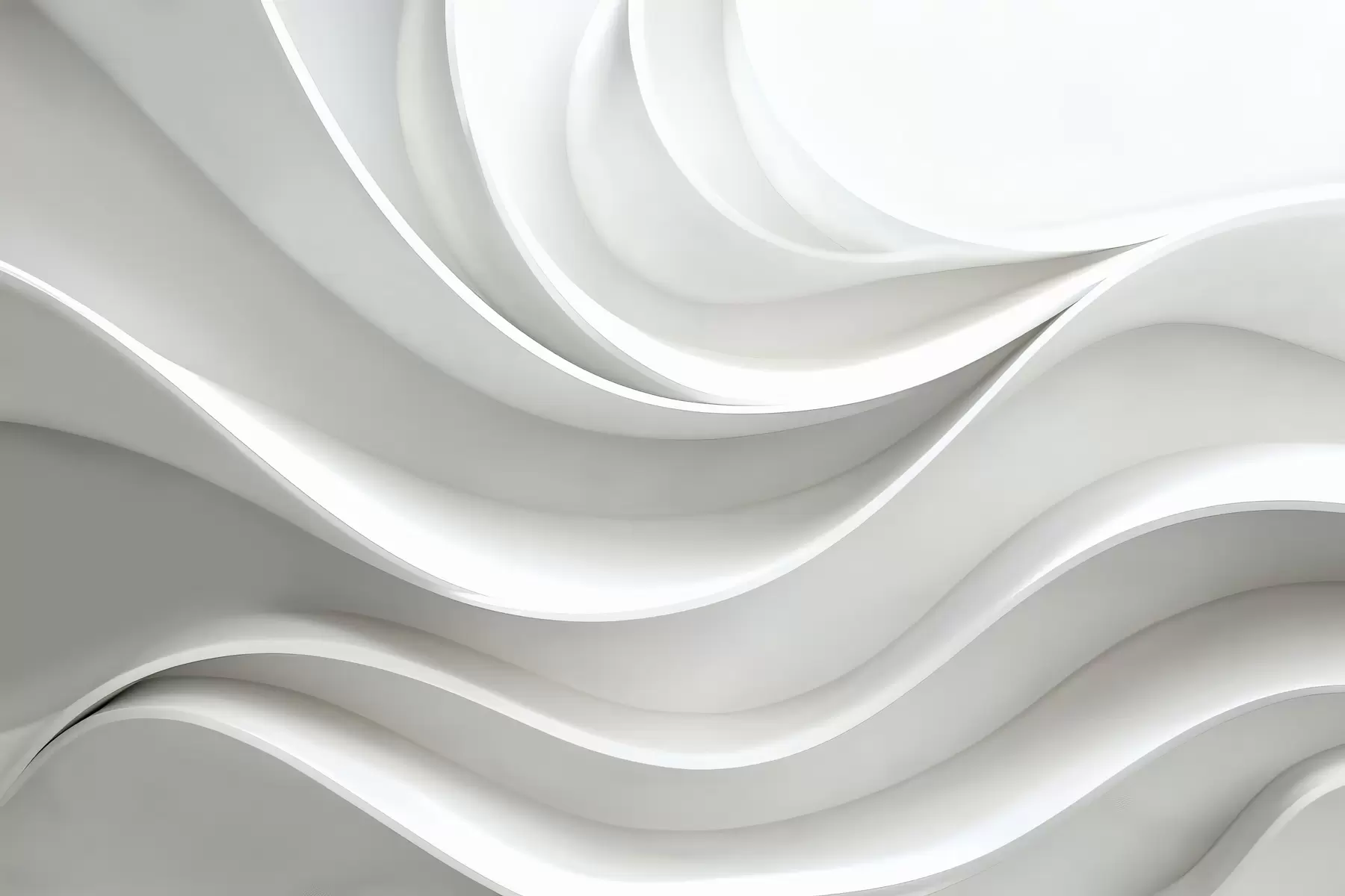 Fototapete Weiße 3D-volumetrische abstrakte Wellenform w01471