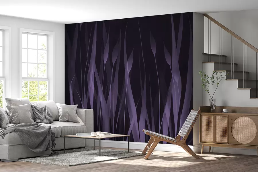 Fototapete Zarte violette Blätter auf dunklem Hintergrund w01019v1