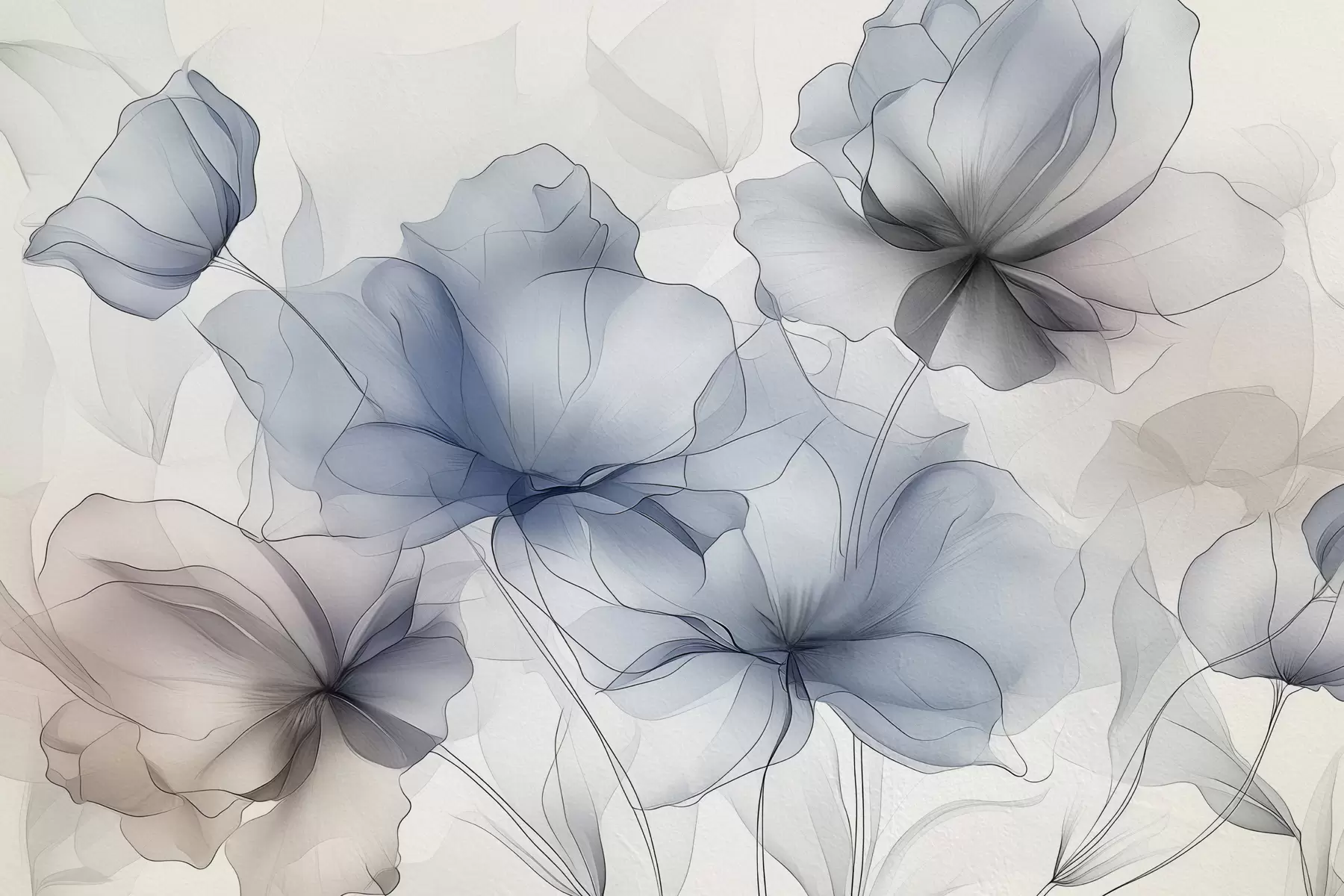 Fototapete Abstrakte Blumen auf einer Betonwand w01037