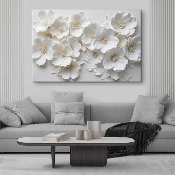 Wandbild Weiße Blüten mit zarten Blütenblättern, angeordnet in einem wunderschönen, Leinwandbilder Blumen und Pflanzen, s40548 : Uwalls.de