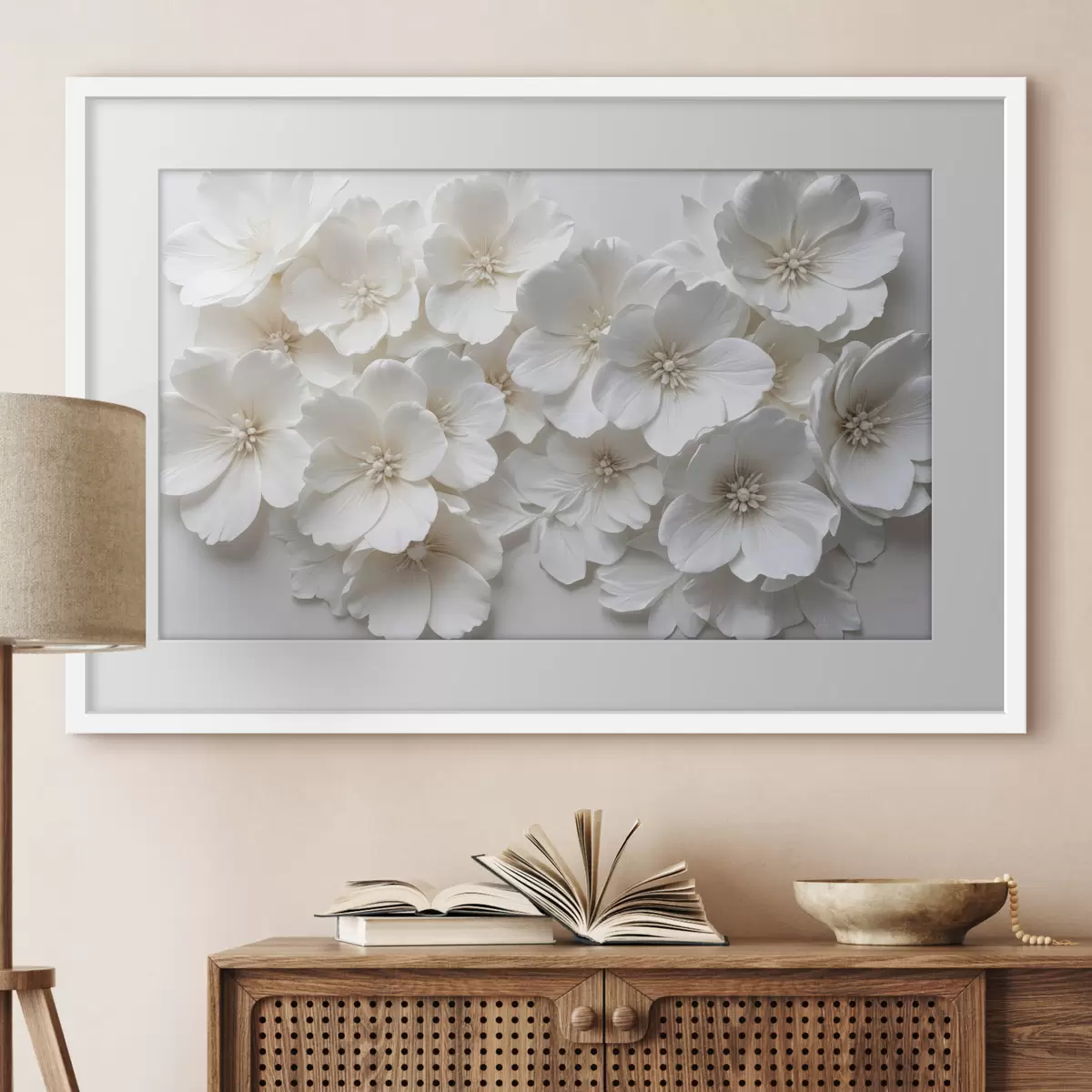 Poster Kaskade weißer Blüten f40548