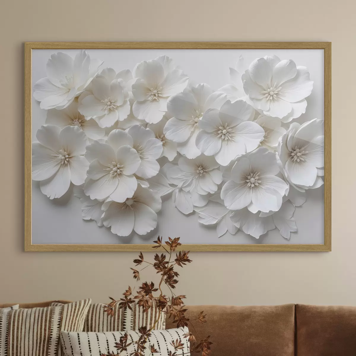 Poster Kaskade weißer Blüten f40548