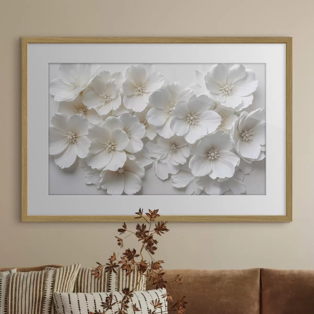 Poster Kaskade weißer Blüten f40548
