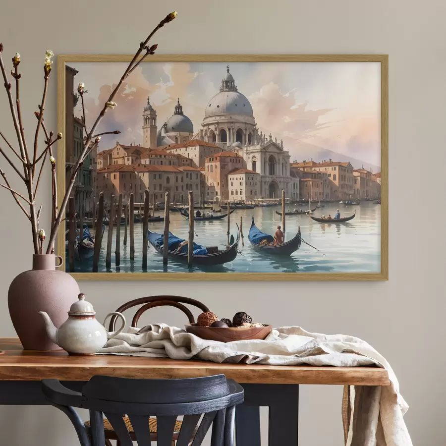 Fototapete Ein malerisches Gemälde Aquarell Kunst Blick auf den Canale Grande in Venedig, Italien f40573