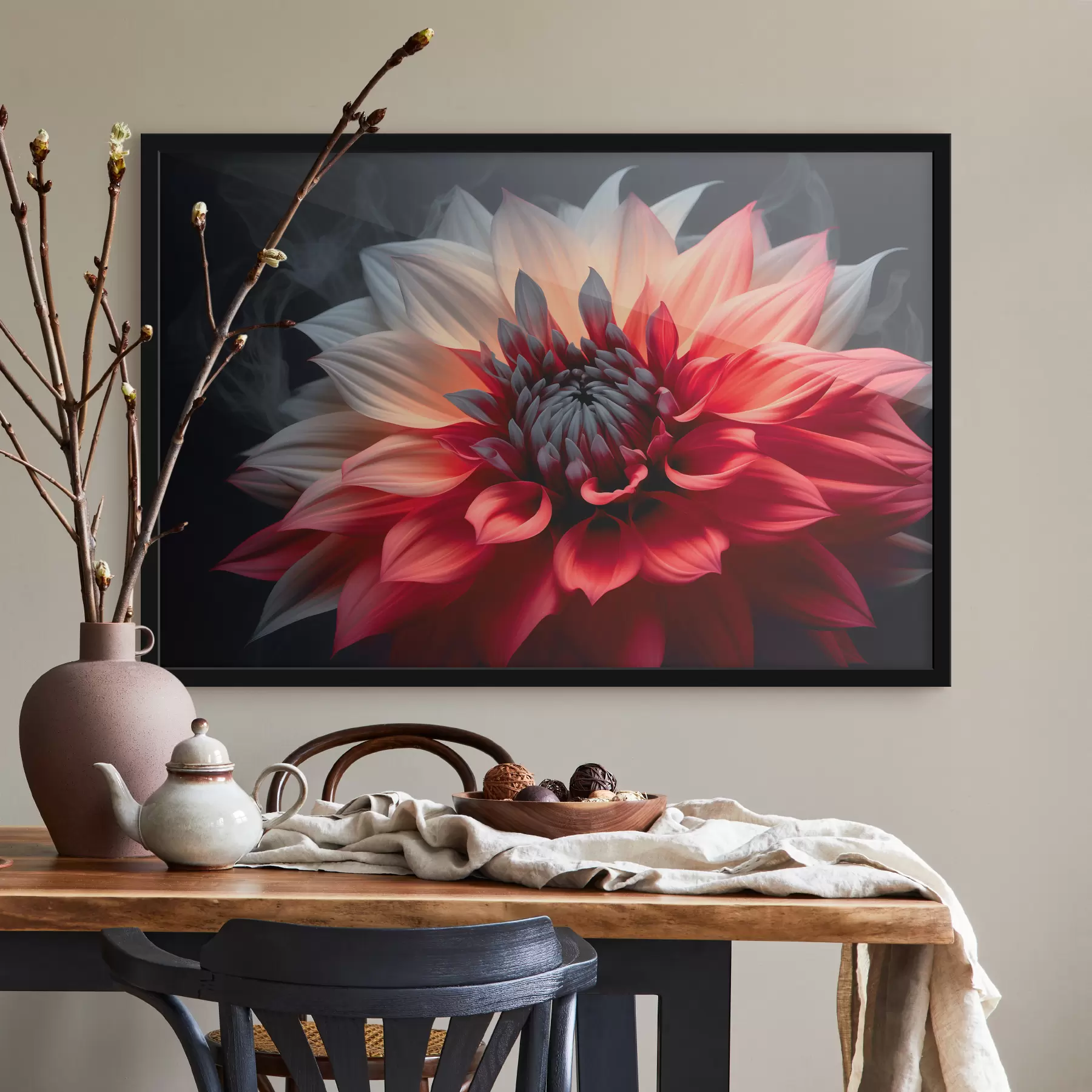 Fototapete Große rote Blume auf dunklem Hintergrund f40506