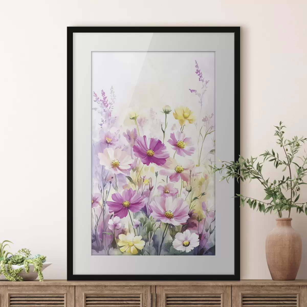 Poster Abstrakte Aquarell-Wildblumen f40538