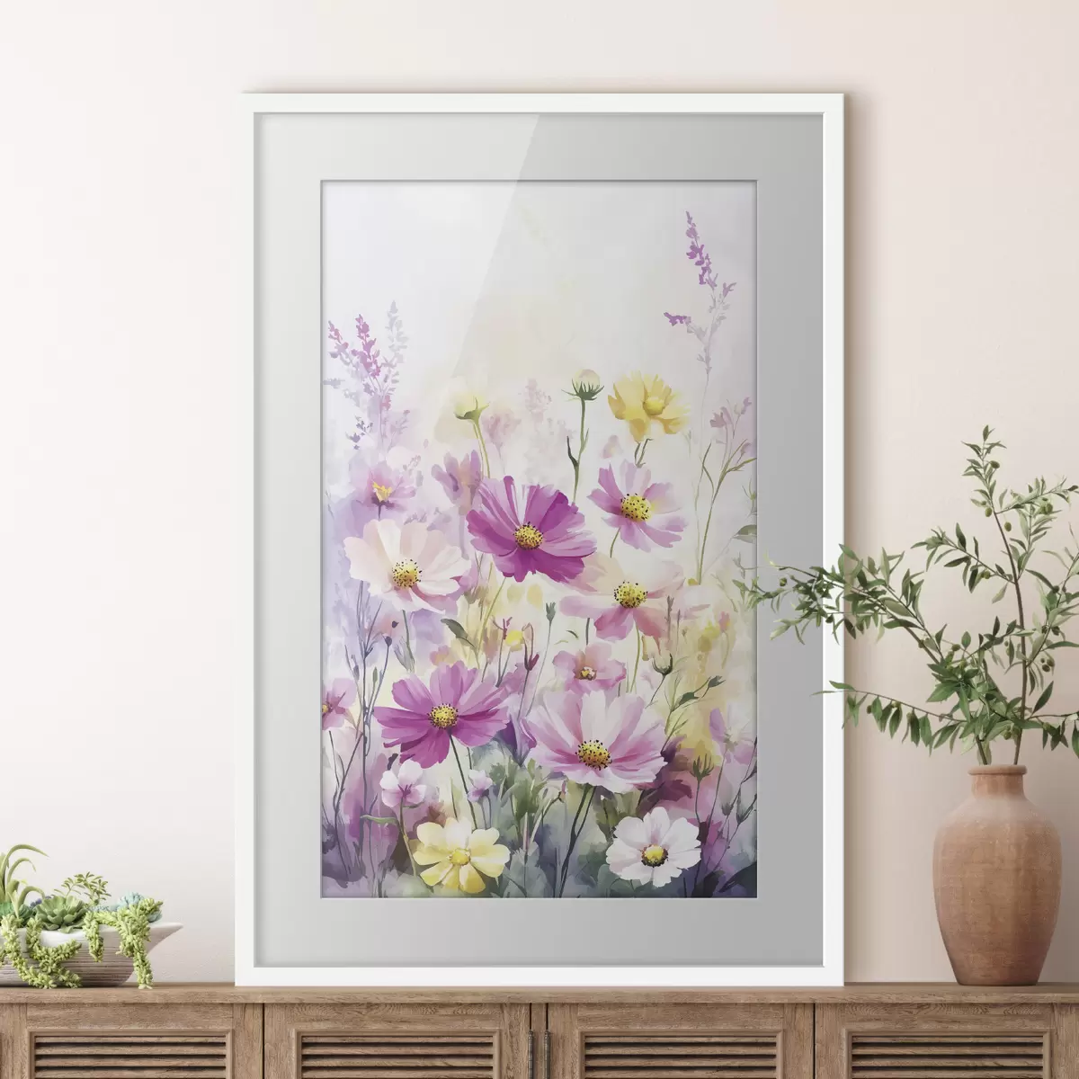 Poster Abstrakte Aquarell-Wildblumen f40538