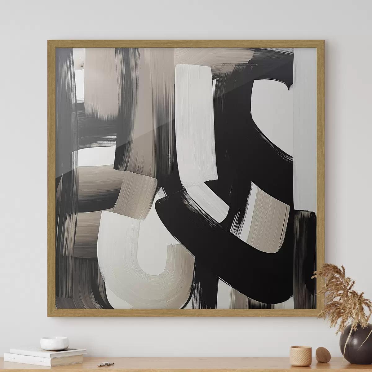 Poster Abstrakte Malerei mit großen Strichen f40581