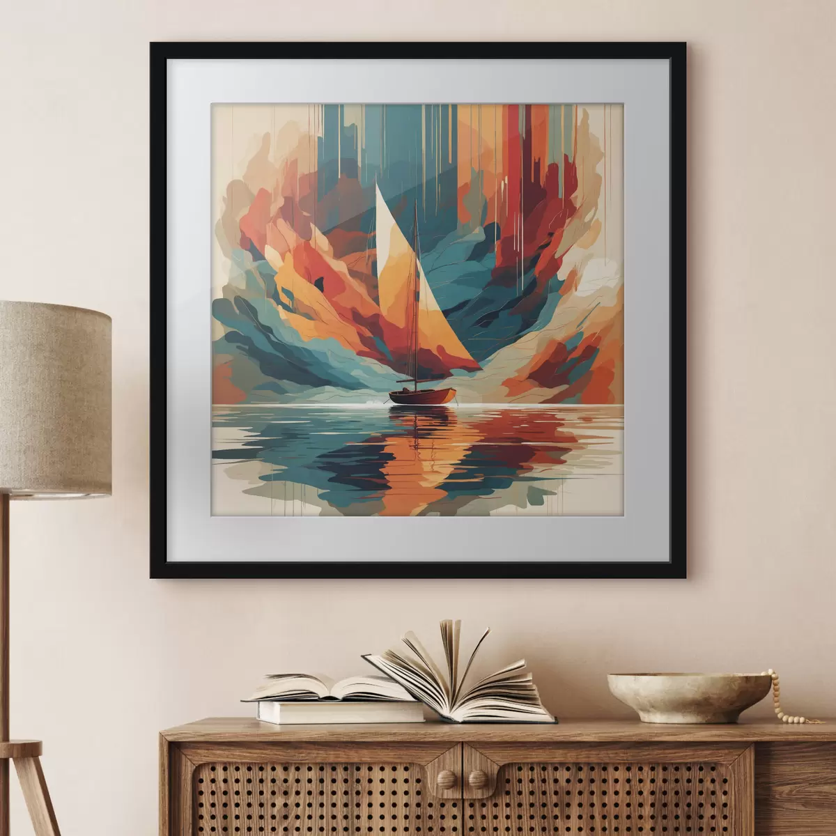 Poster Boot auf dem See in Vektorgrafiken f40462
