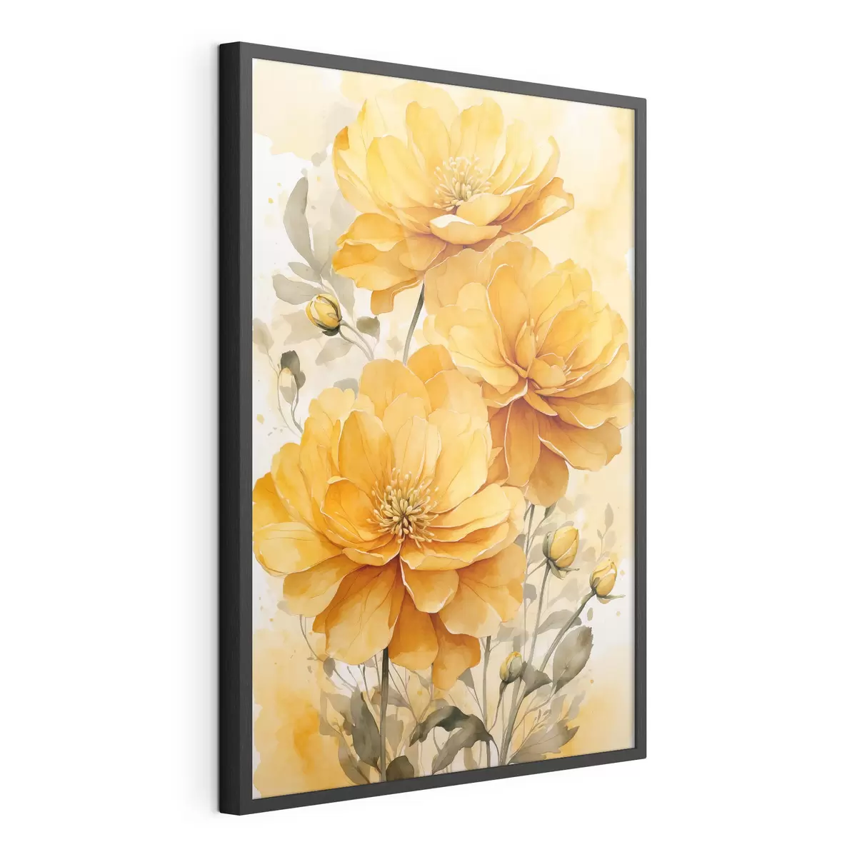 Poster Gelbe Blumen auf unscharfen Hintergrund f40482