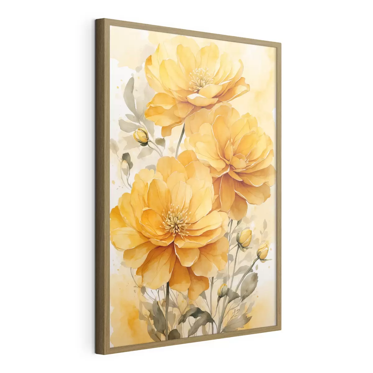 Poster Gelbe Blumen auf unscharfen Hintergrund f40482