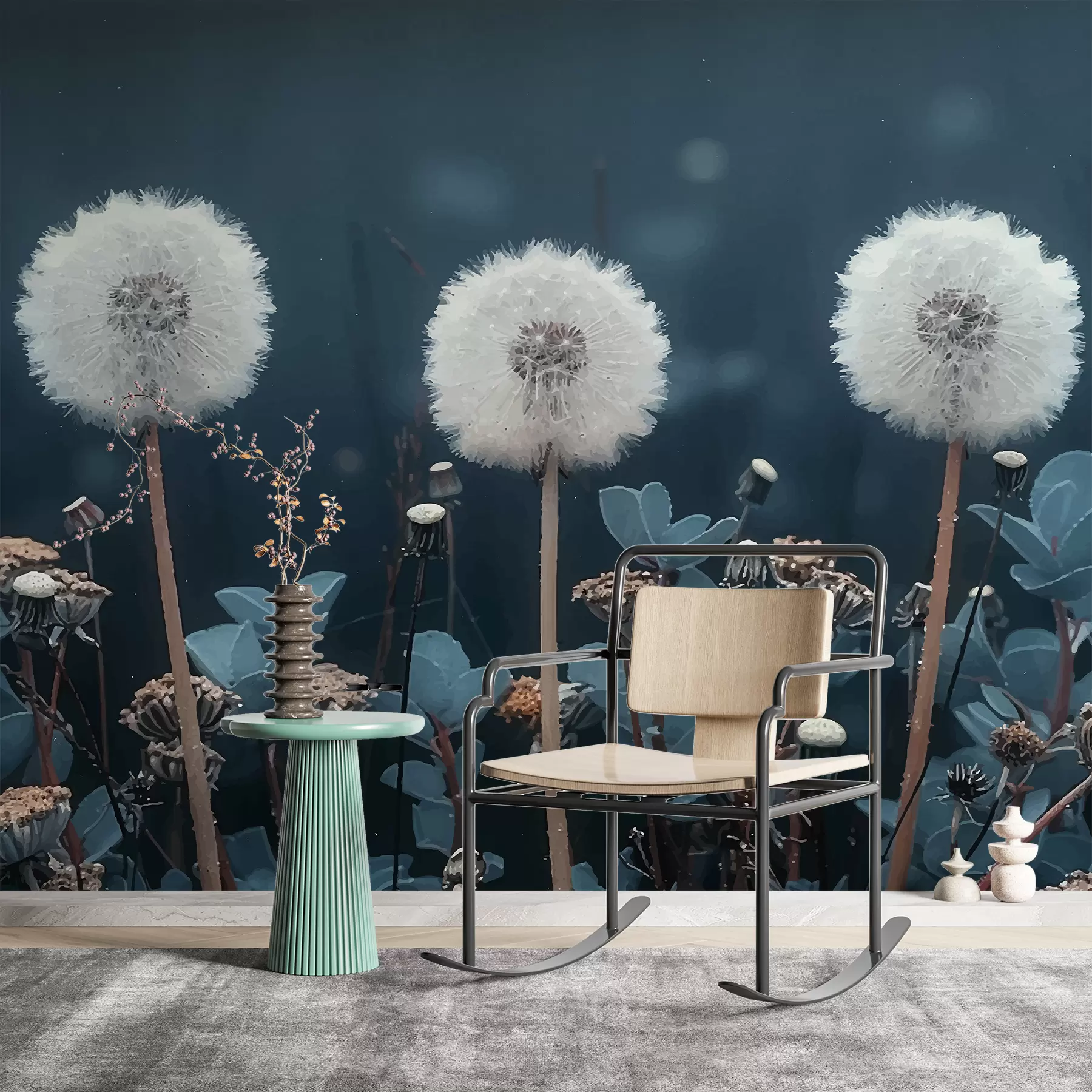 Fototapete Löwenzahn, blau, drei Löwenzahn w01512