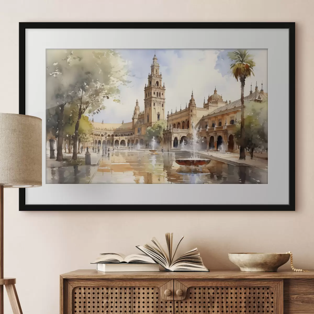 Poster Schlossplatz in der Stadt Aquarell f40681