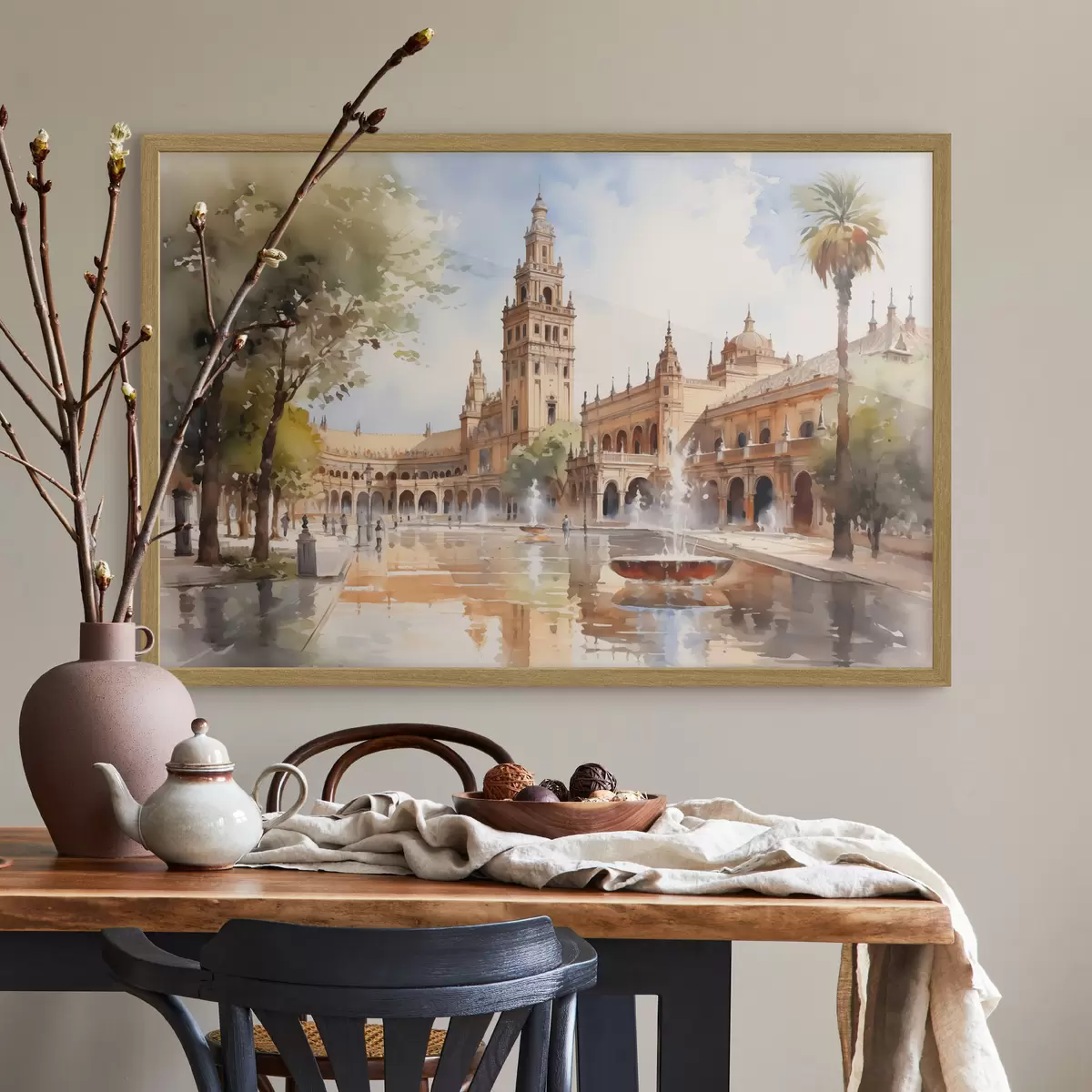 Poster Schlossplatz in der Stadt Aquarell f40681