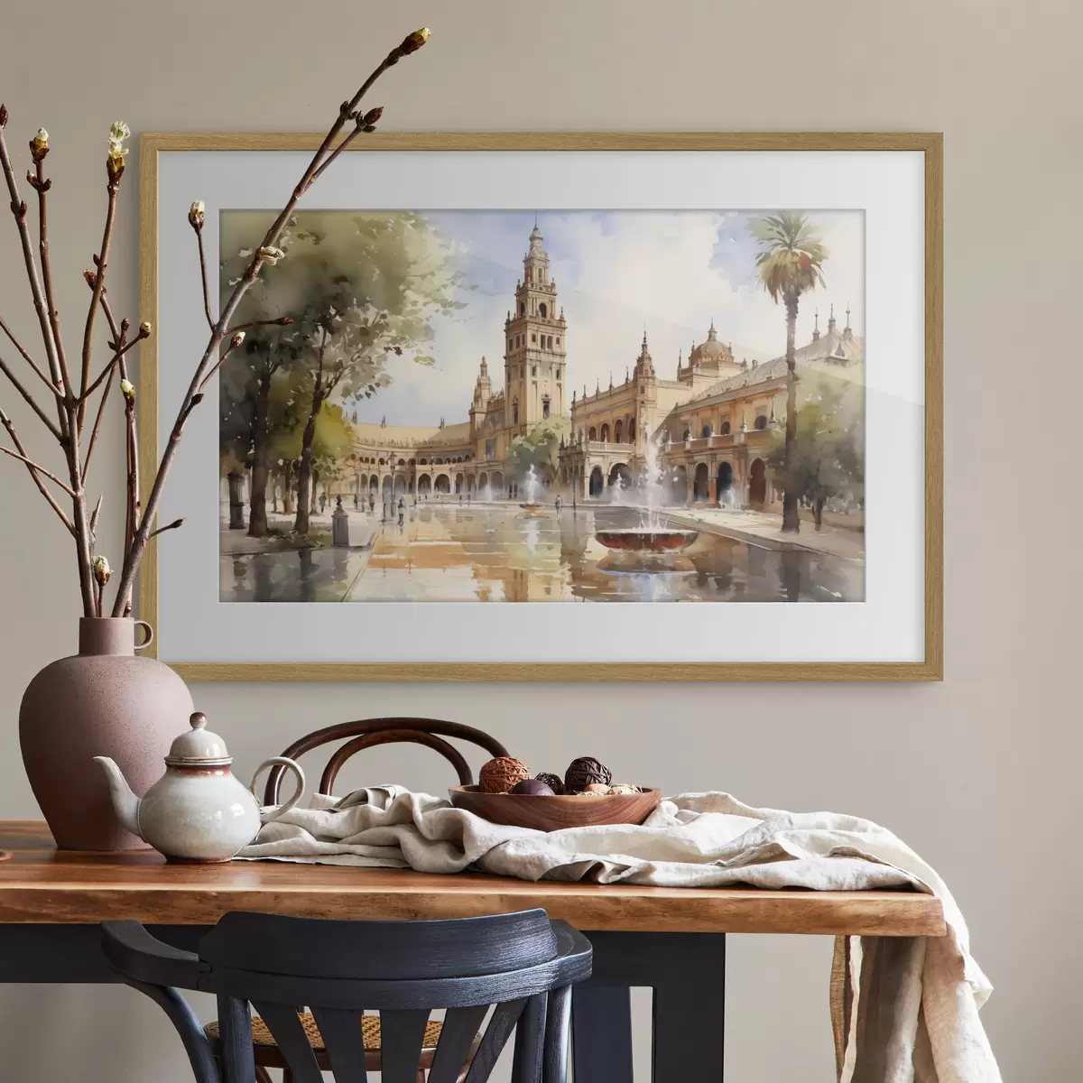 Poster Schlossplatz in der Stadt Aquarell f40681
