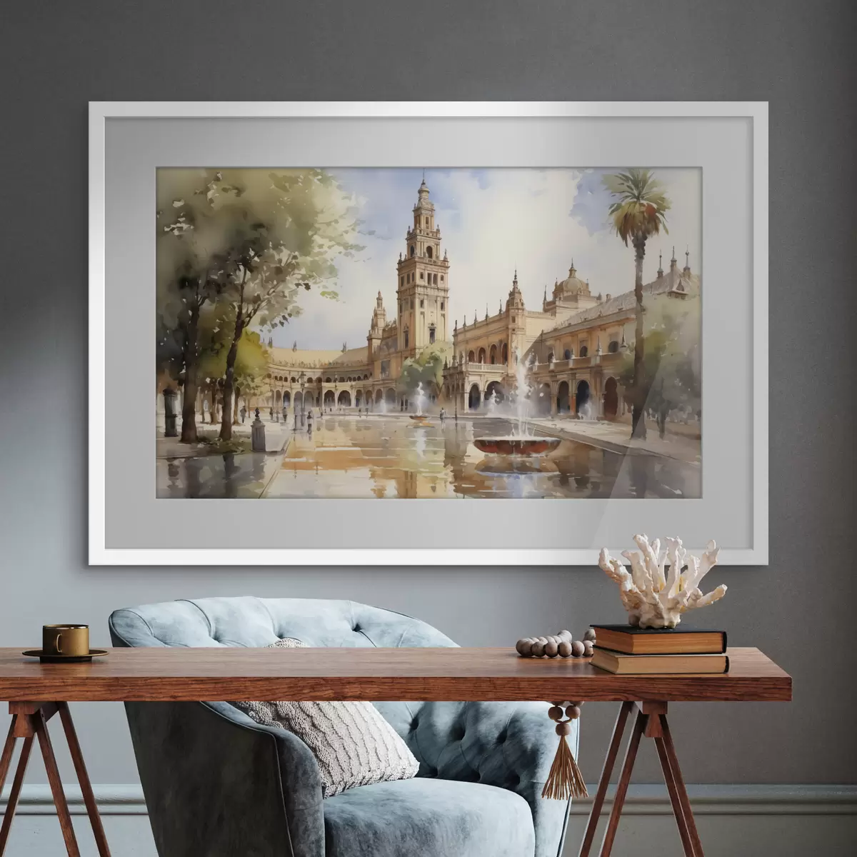 Poster Schlossplatz in der Stadt Aquarell f40681