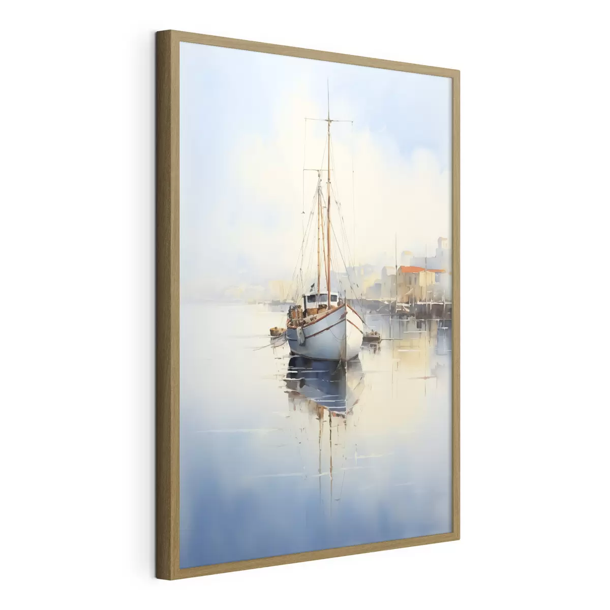 Poster Fischerboot am Pier auf dem Meer nass Aquarell f40688