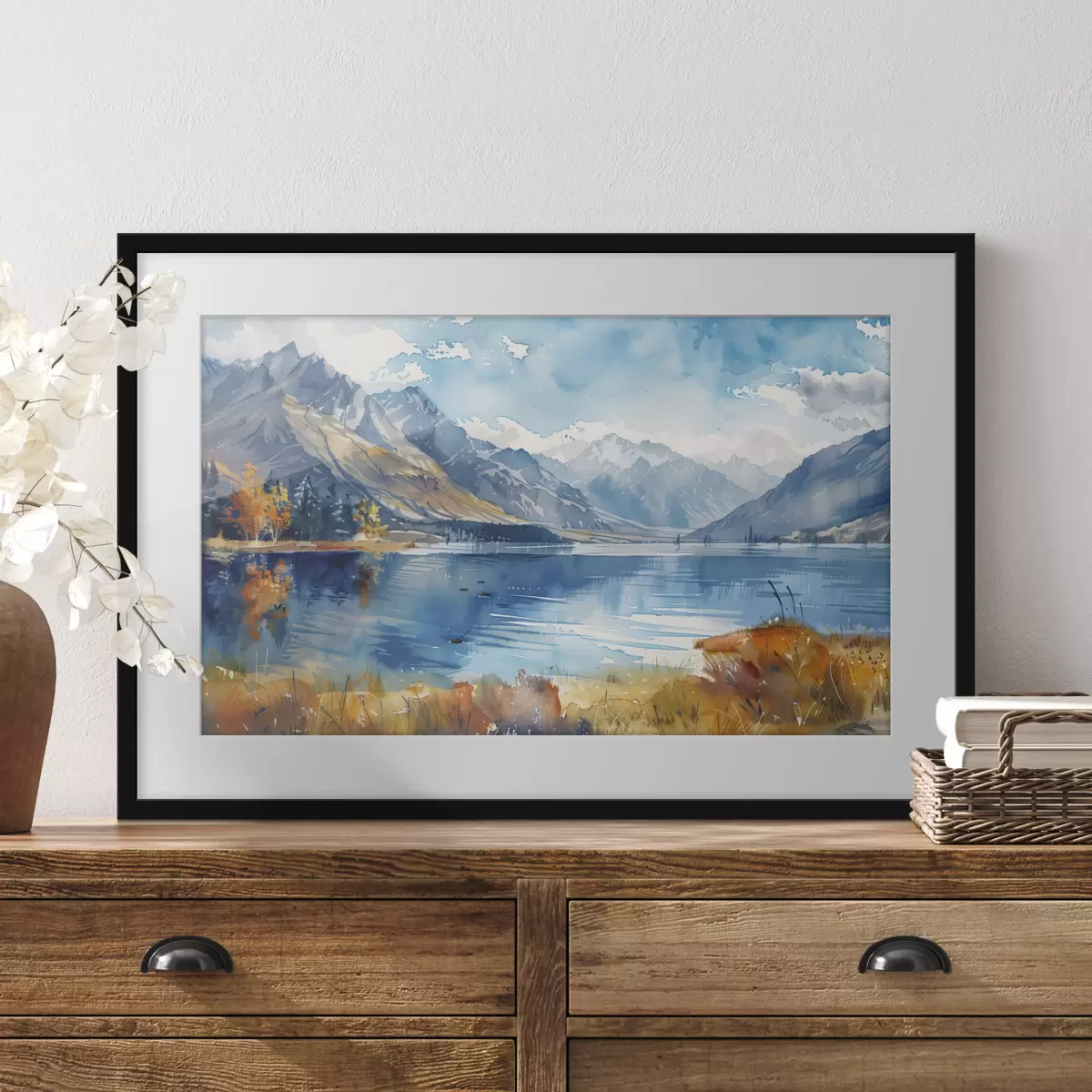 Poster Aquarell Berglandschaft, Herbstfarben f40308
