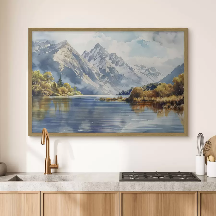Fototapete Herbst Berge Landschaft, Fluss, Bäume f40309