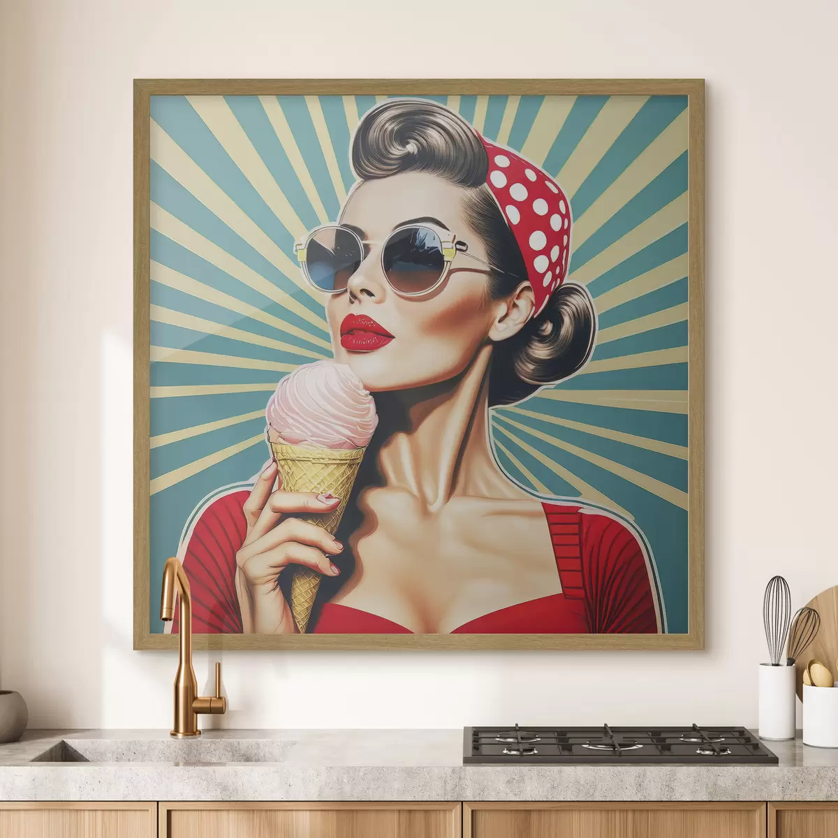 Poster mädchen mit Eiscreme, Pop-Art, Pin-up, Retro f40718