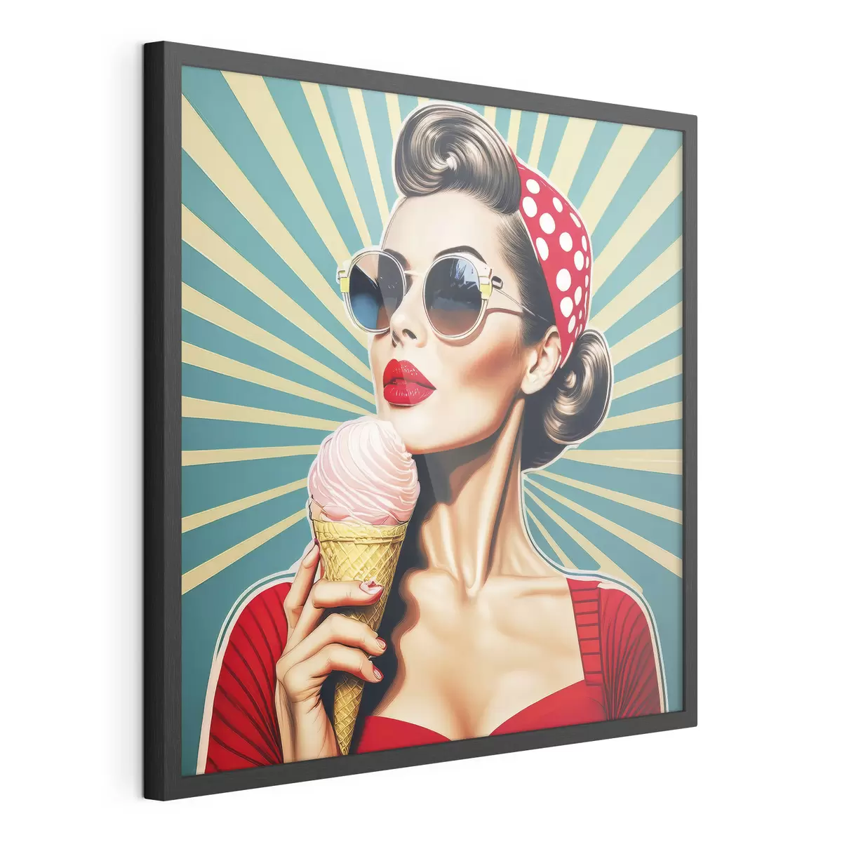 Poster mädchen mit Eiscreme, Pop-Art, Pin-up, Retro f40718