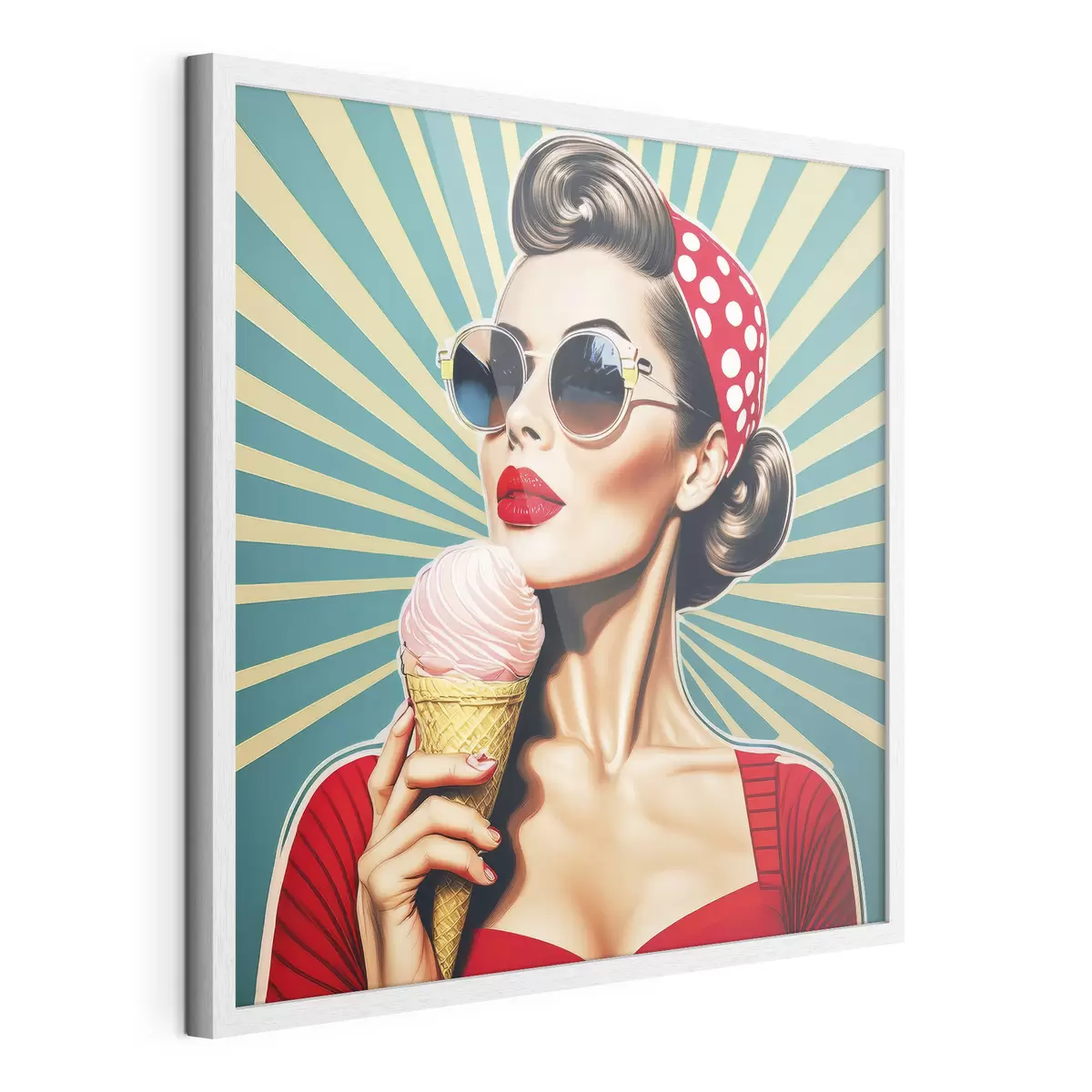 Poster mädchen mit Eiscreme, Pop-Art, Pin-up, Retro f40718