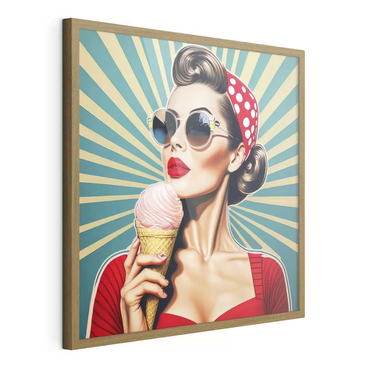 Poster mädchen mit Eiscreme, Pop-Art, Pin-up, Retro f40718