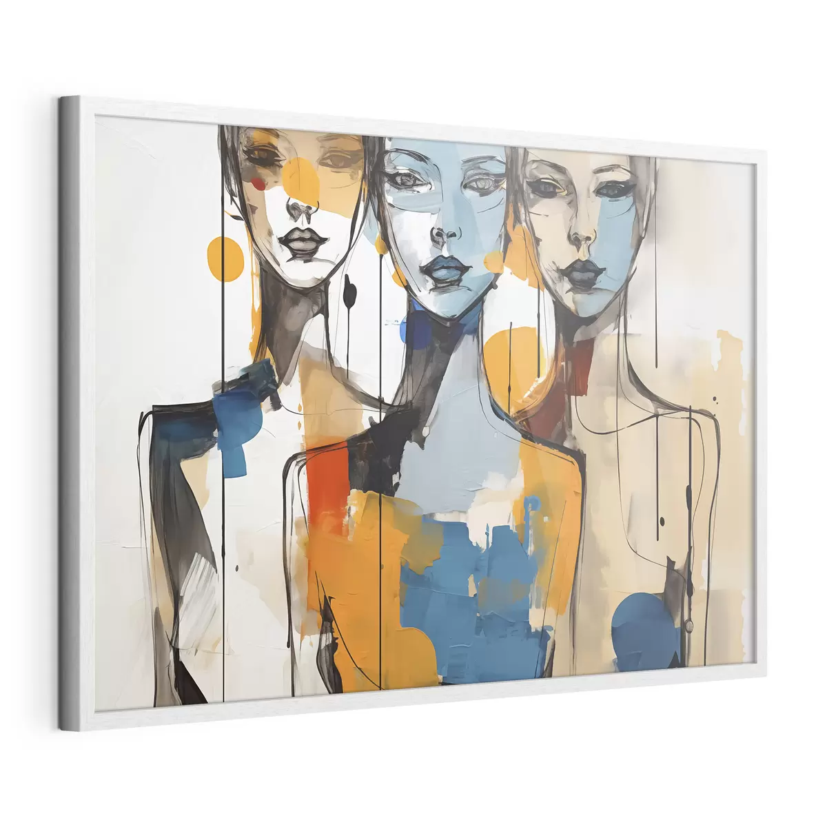 Poster Abstrakte Porträts von Frauen Aquarell in Farbe Flecken f40746