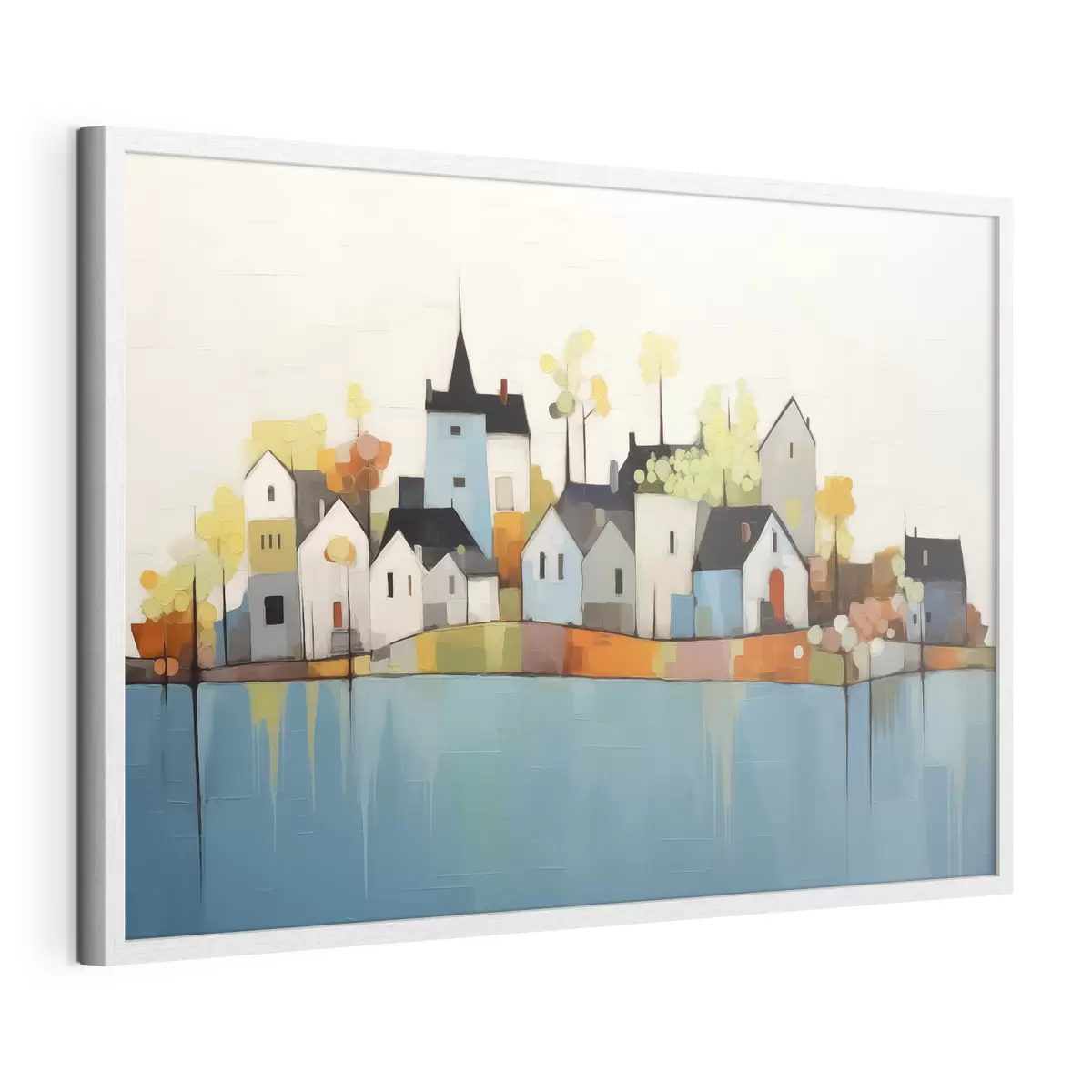 Poster Abstrakte Stadt und Häuser, blau, gelb, rote Farbe f40751